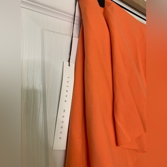 MWT SUSANA MONACO STRAPLESS RUFFLED MINI DRESS IN ORANGE. SIZE LARGE - Picture 3 of 7